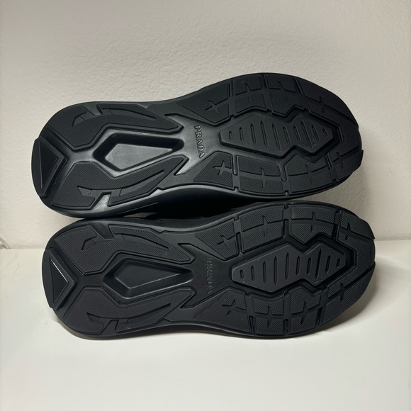 NEW PRADA Brushed Leather Sneaker Black Mens Size 8 - Picture 6 of 10